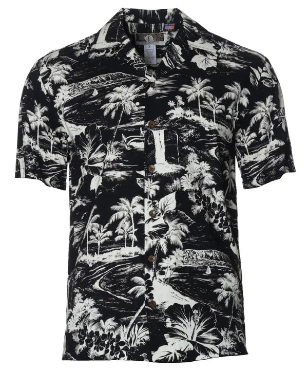 Waimea Falls Aloha Shirt Black