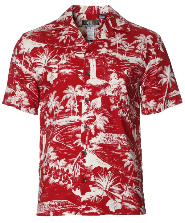 Waimea Falls Aloha Shirt Red