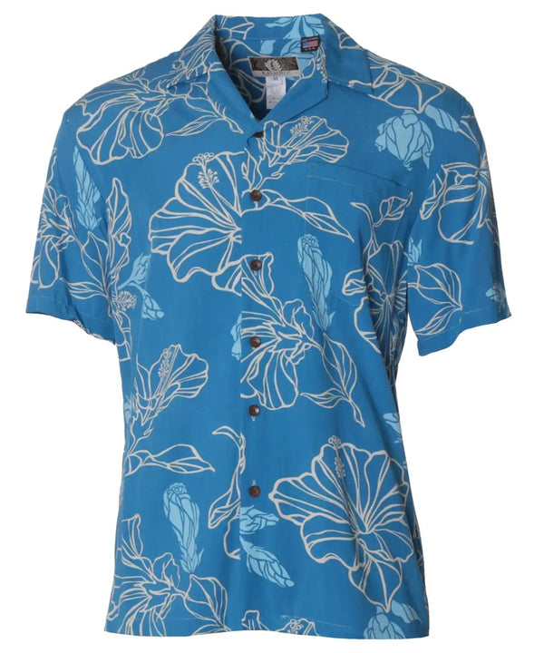 Hawaiian Shirt Rayon Poplin Blooming Hibiscus