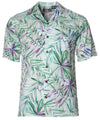 Hawaiian Rayon Shirt Watercolors Palms Green