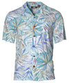Hawaiian Rayon Shirt Watercolors Palms Light Blue