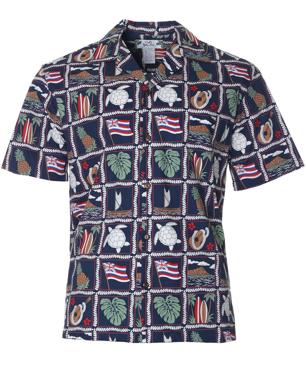 Local Flag Aloha Shirt Navy