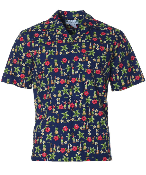 Hawaiian Shirt Hula Gal Navy