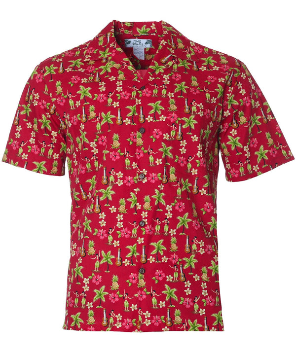 Hawaiian Shirt Hula Gal Red