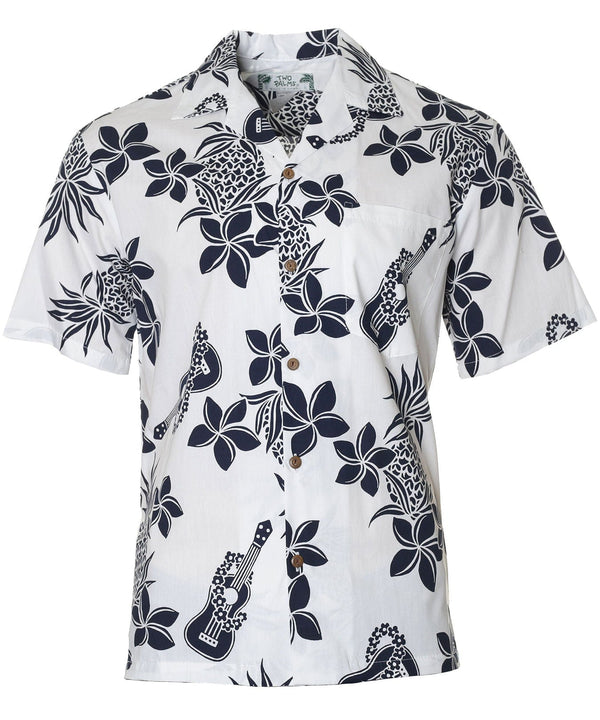 Ukulele Pineapples Hawaiian Shirt White