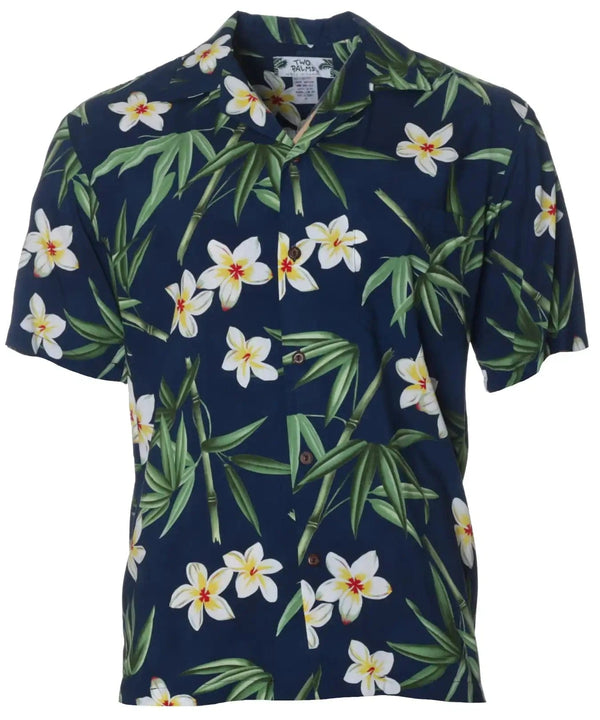 Resort Rayon Aloha Shirt Bamboo Navy