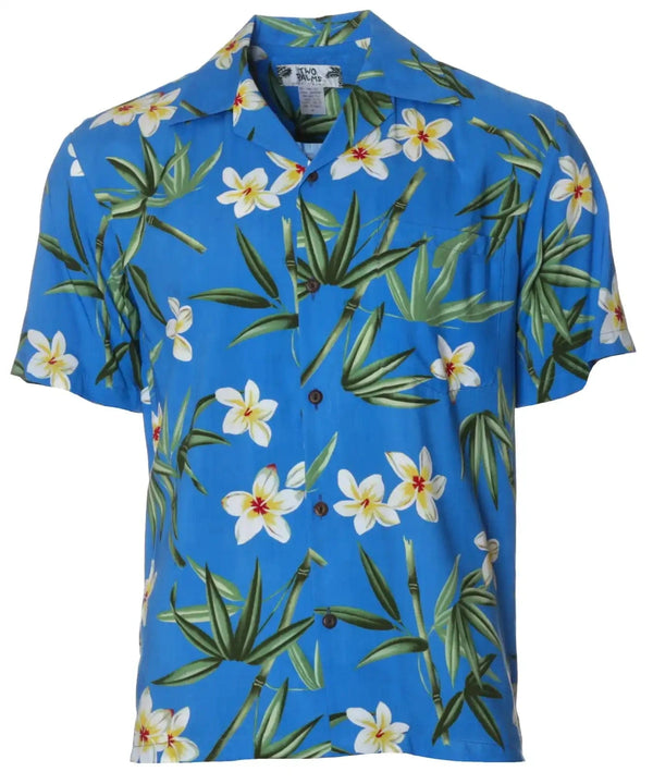 Resort Rayon Aloha Shirt Bamboo Ocean Blue