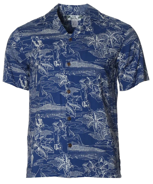 Etches of Hawaii Aloha Shirt Navy