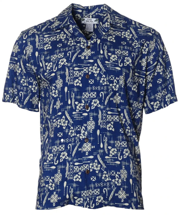 Island Hook Rayon Aloha Shirt Navy