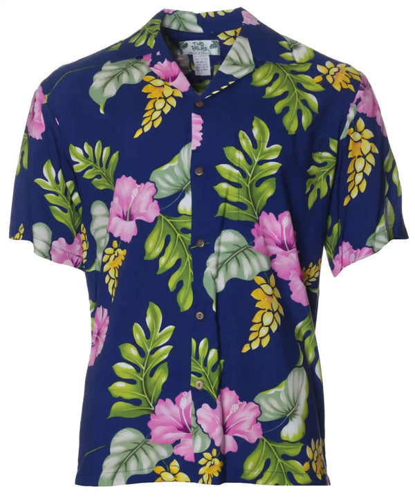 Lanai Monstera Aloha Shirt Navy