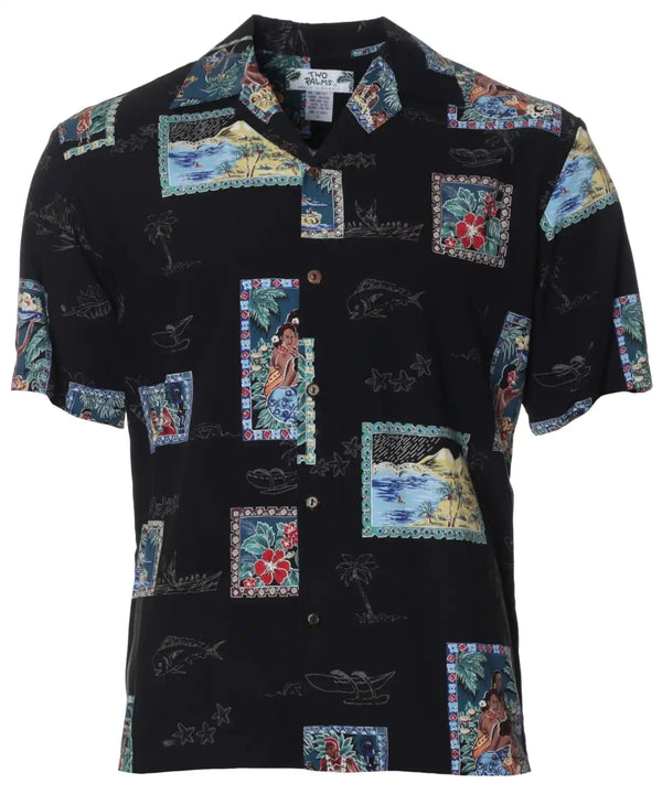 Hawaiian Shirt Island Vacation Postcards Black