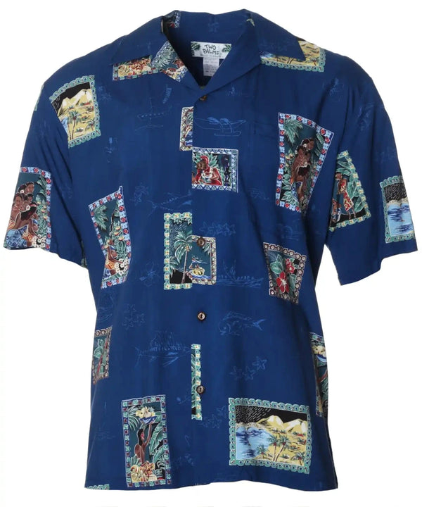 Hawaiian Shirt Island Vacation Postcards Navy