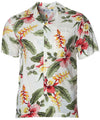 Men Rayon Hawaiian Shirt Orchid Pua Beige Two Palms
