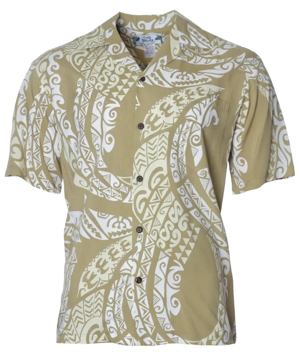 Tattoo Hawaiian Shirt Tribal Tale Khaki