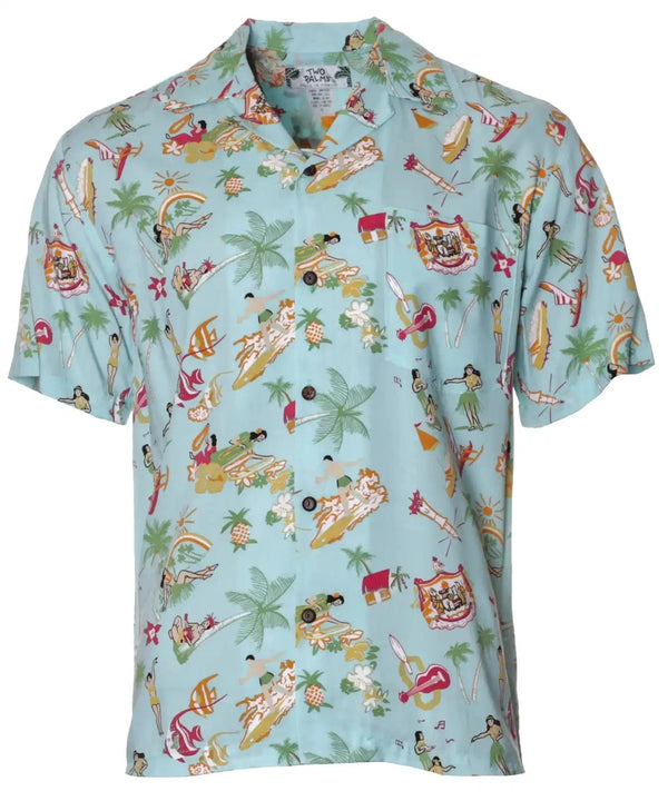 Vintage Aloha Hawaiian Shirt Aqua