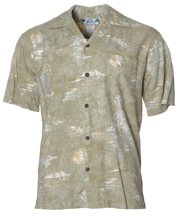 Volcano Hawaiian Shirt Epic Mauna Kea Khaki