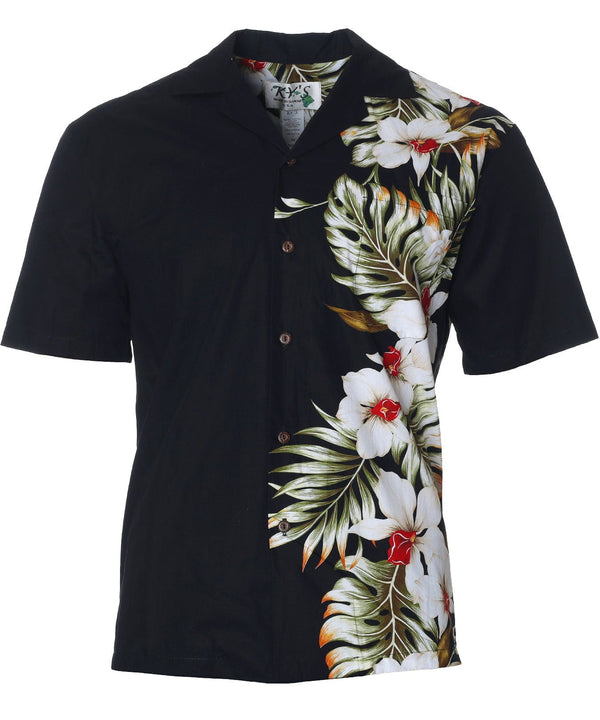 Hawaiian Aloha Shirt Side Border Band Hilo Black