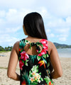 Women's Hawaiian A-Line Short Dress with Back Cutout Hibiscus & Birds of Paradise