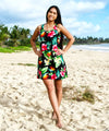 Women's Hawaiian A-Line Short Dress with Back Cutout Hibiscus & Birds of Paradise