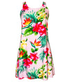 Women's Hawaiian A-Line Short Dress with Back Cutout Hibiscus & Birds of Paradise Pink