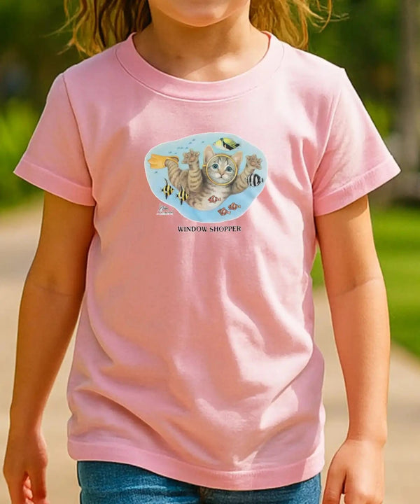 Kids T-Shirts Kitty Ocean Diver Pink