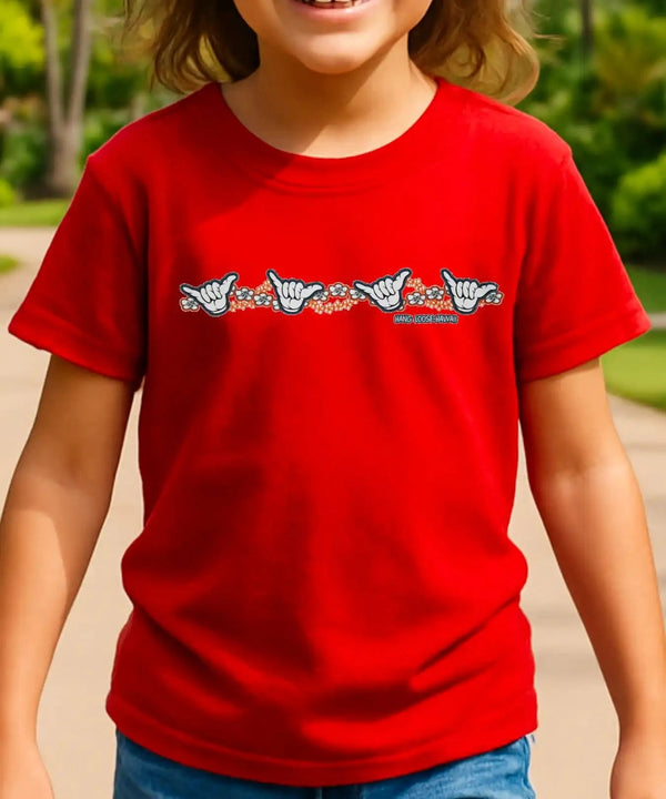 Kids T-Shirts ShakaTime Hang Loose Hawaii Red