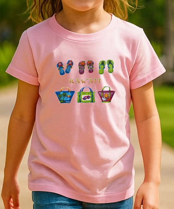 Kids T-Shirt Hawaiian Handbags & Slippers Pink