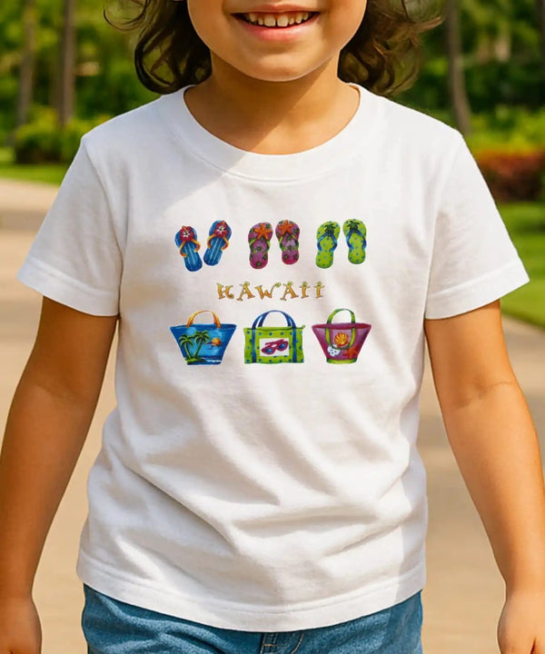 Kids T-Shirt Hawaiian Handbags & Slippers White