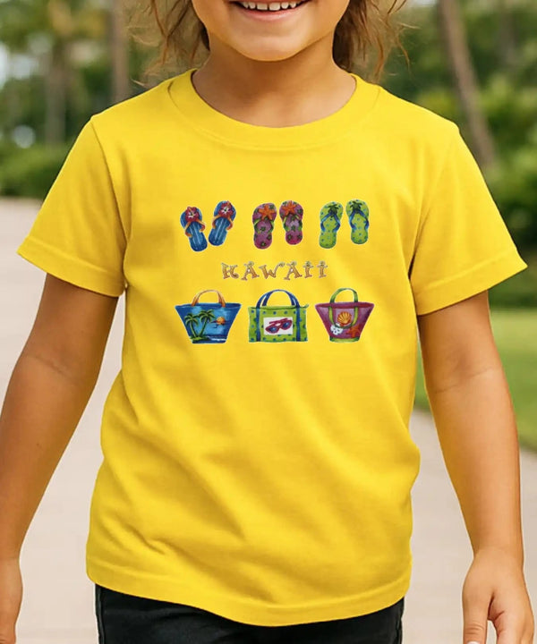 Kids T-Shirt Hawaiian Handbags & Slippers Yellow