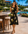 Ka Pua Short Sarong Black Hawaiian Dress