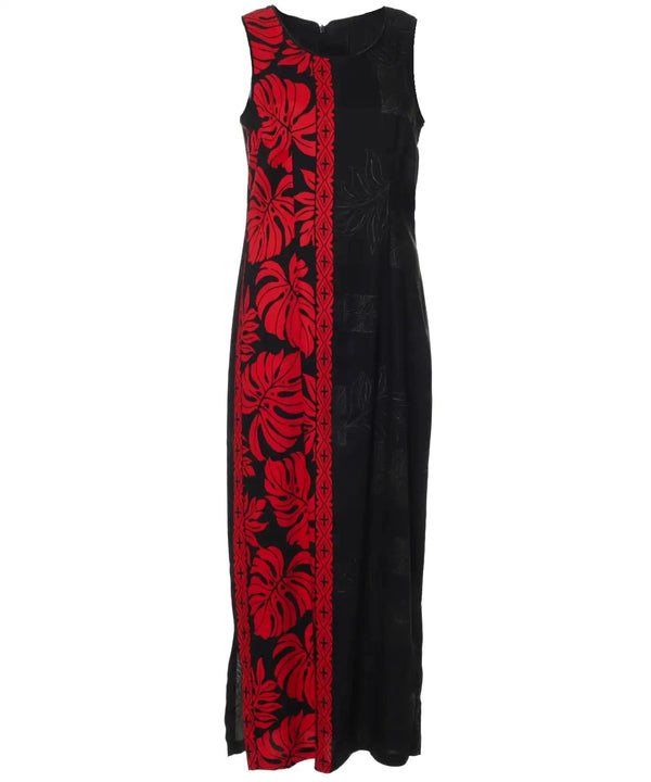 Prince Kuhio Maxi Long Sleeveless Dress Side Design Red