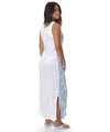 Prince Kuhio Long Maxi Hawaiian Dress White Blue