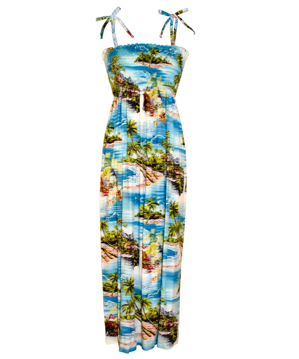 Maxi Long Hana Hou Smock Rayon Dress