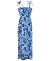 Viva Pineapples Maxi Long Smock Rayon Dress Blue One size