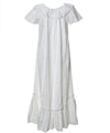White Long Ruffled Hawaiian Muumuu Hibiscus Leis