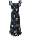 Ka Pua Long Muumuu Hawaiian Dress Navy