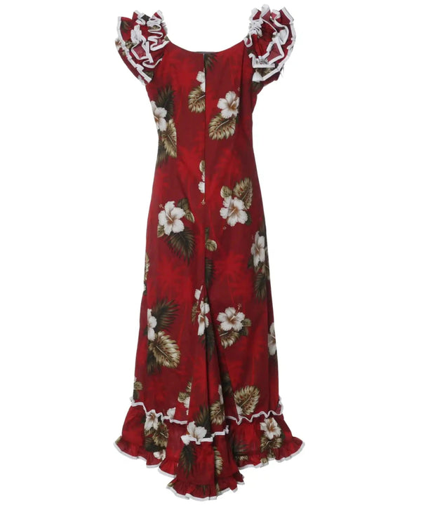 Ka Pua Long Muumuu Hawaiian Dress Red