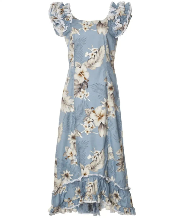 Hawaiian Long Muumuu Blue Dress Lanai Light Blue