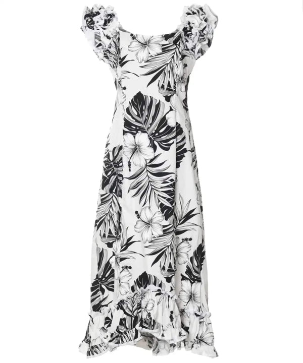 Long Muumuu Dress Palekaiko White White