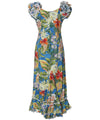 Long Muumuu Dress Tropical Forest Mirage Blue