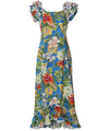 Long Muumuu Dress Tropical Forest Mirage Blue Blue