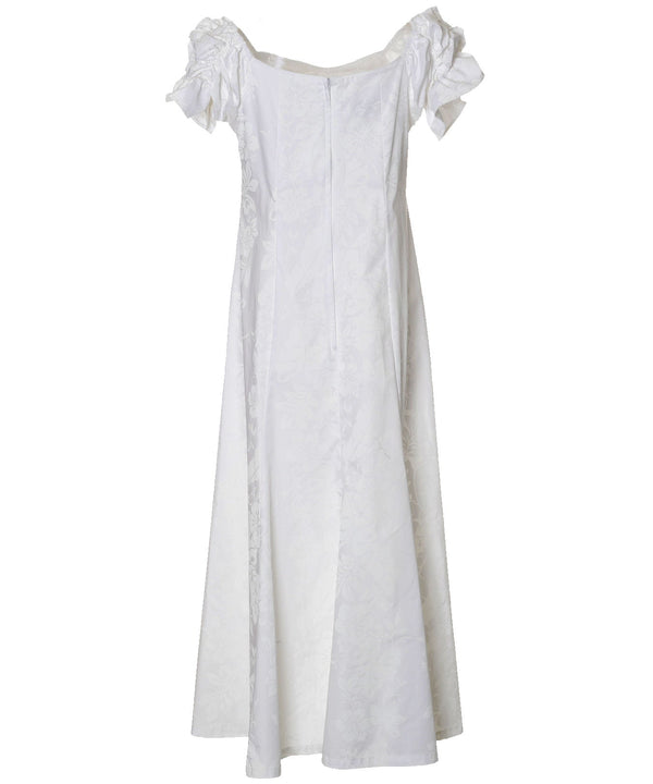 Long Muumuu Ruffled Hawaiian Dress Honolulu City of Leis with Sleeves