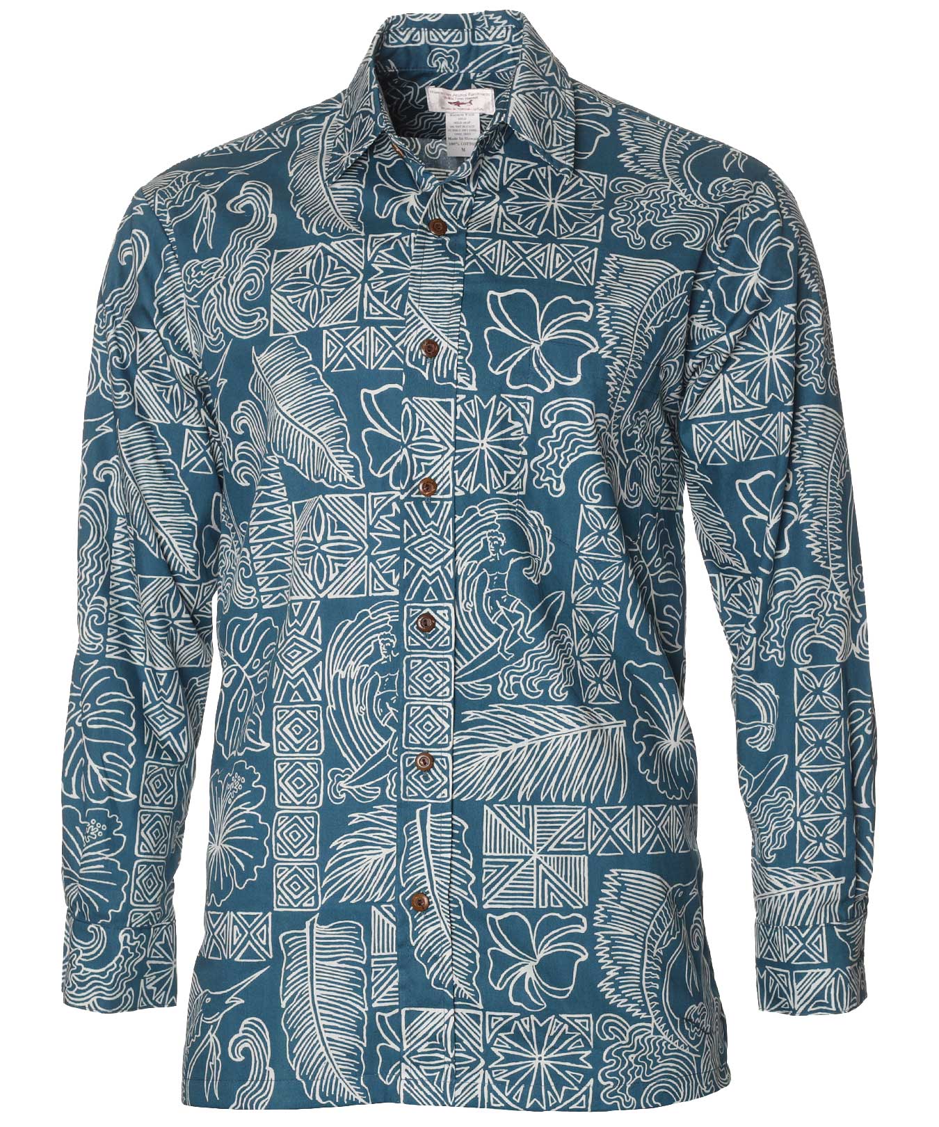 hawaiian dress shirt long sleeve Hawaiian Shirt Long Sleeves Surfers Life Slate / 2XL