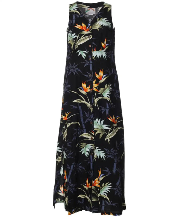 Long Black Cocktail Dress Bamboo Paradise Black