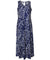 Long Maxi Knit Hawaiian Dress Monstera Sleeveless Navy