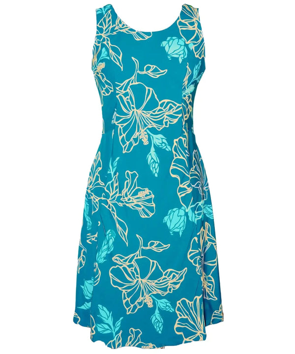 Blooming Hibiscus Midi Bias Hawaiian Dress Low Back