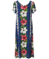 Cap Sleeves Relaxed Fit Hawaiian Dress Hanalei Panel Navy