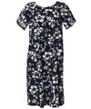 Short Hawaii Muumuu Pull Over Classic Hibiscus Pareo Navy
