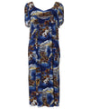 Blue Hawaii Midi Muumuu Dress with Tulip Sleeves Blue