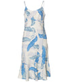 Silk Dress Midi Spaghetti Straps Kihei Blue S